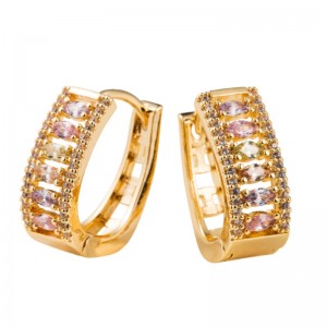 Dongdaemun kolczyki, kobiece popularne kolczyki temperamentu, copper inkrustowany cyrkon i galwaniczne złote kolczyki