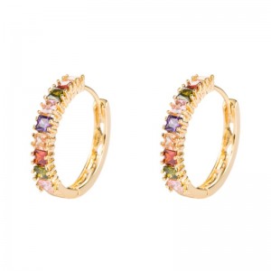 Ins europejska i amerykańska osobowość przesadzone kwadratowe kolczyki cyrkoni kolczyki kobiet czysta miedź pozłacane mikro-inkrustowane kolczyki kolczyki hurtownie