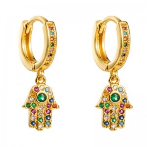 Miedź mikro-inkrustowana kolorowe kolczyki kolczyki kobiece europejski i amerykański styl trend osobowości dłoni kolczyki zimne wiatrnetto czerwona biżuteria